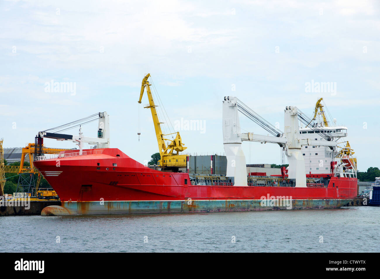 The cargo ship costs at a mooring Stock Photo Alamy