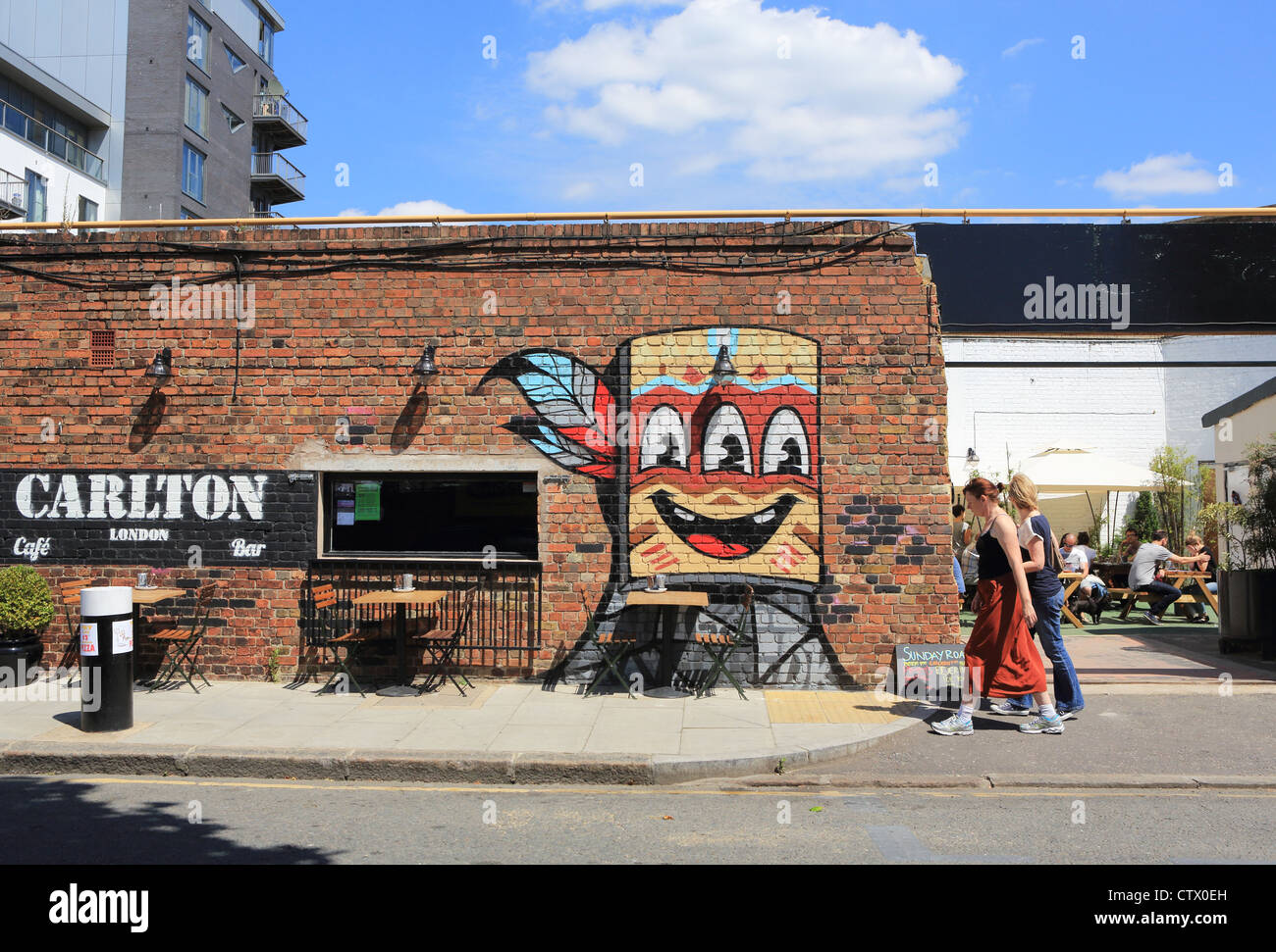 The Carlton Cafe on Roach Road, on a sunny summer's afternoon, in regenerated, trendy Hackney Wick, in East London, England, UK Stock Photo