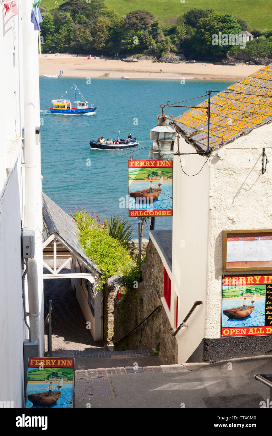 The steps down to the ferry across the Salcombe Estuary at Salcombe, Devon Stock Photo