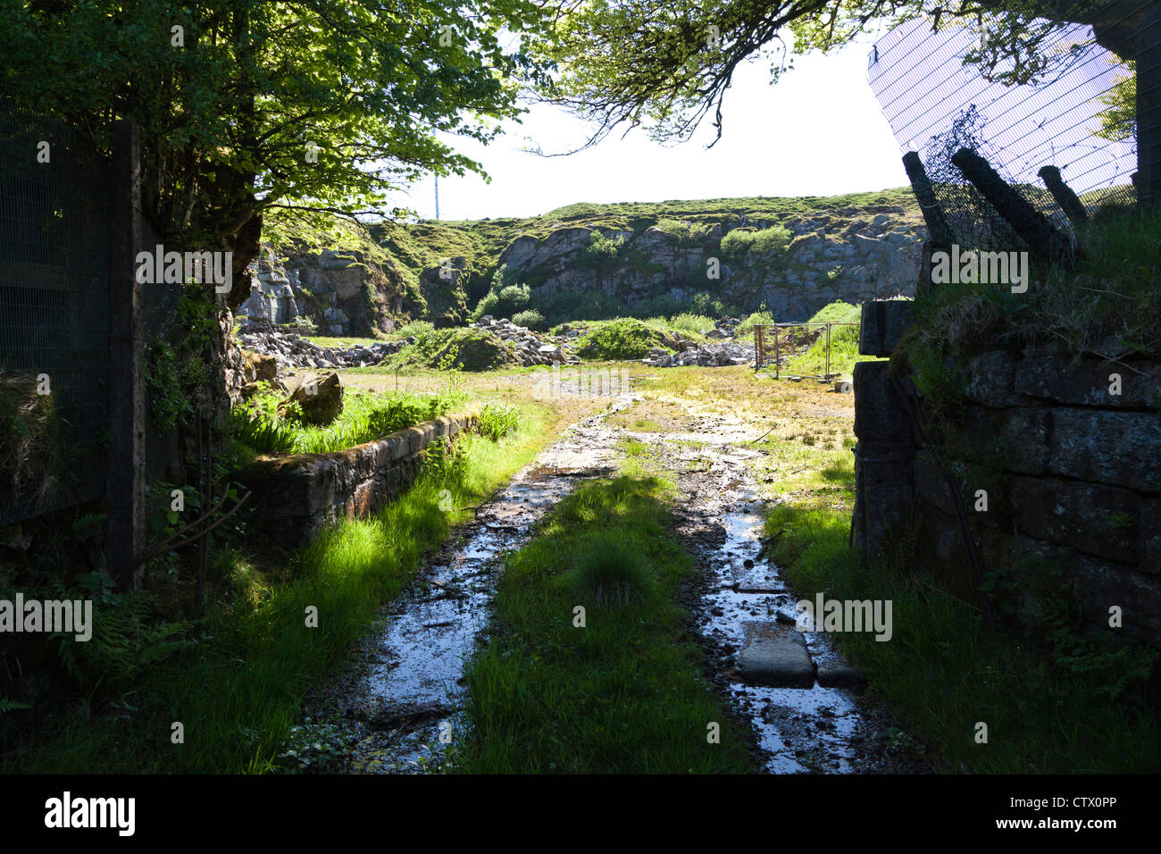 Granite quarry above Dartmoor Prison, Princetown, Devon, UK. Prisoners