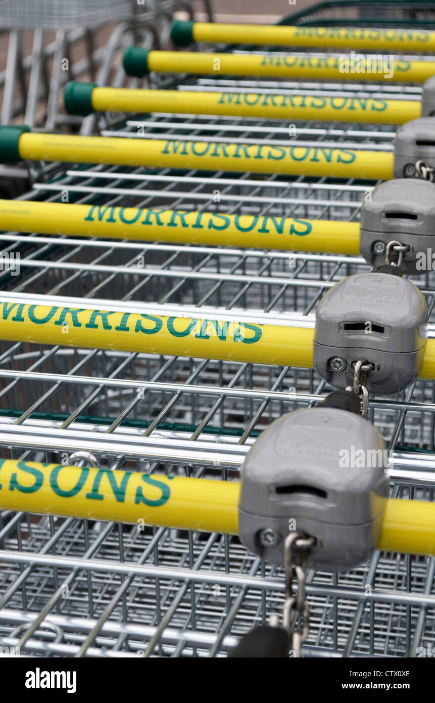 Morrissons trolleys, portrait shot Stock Photo