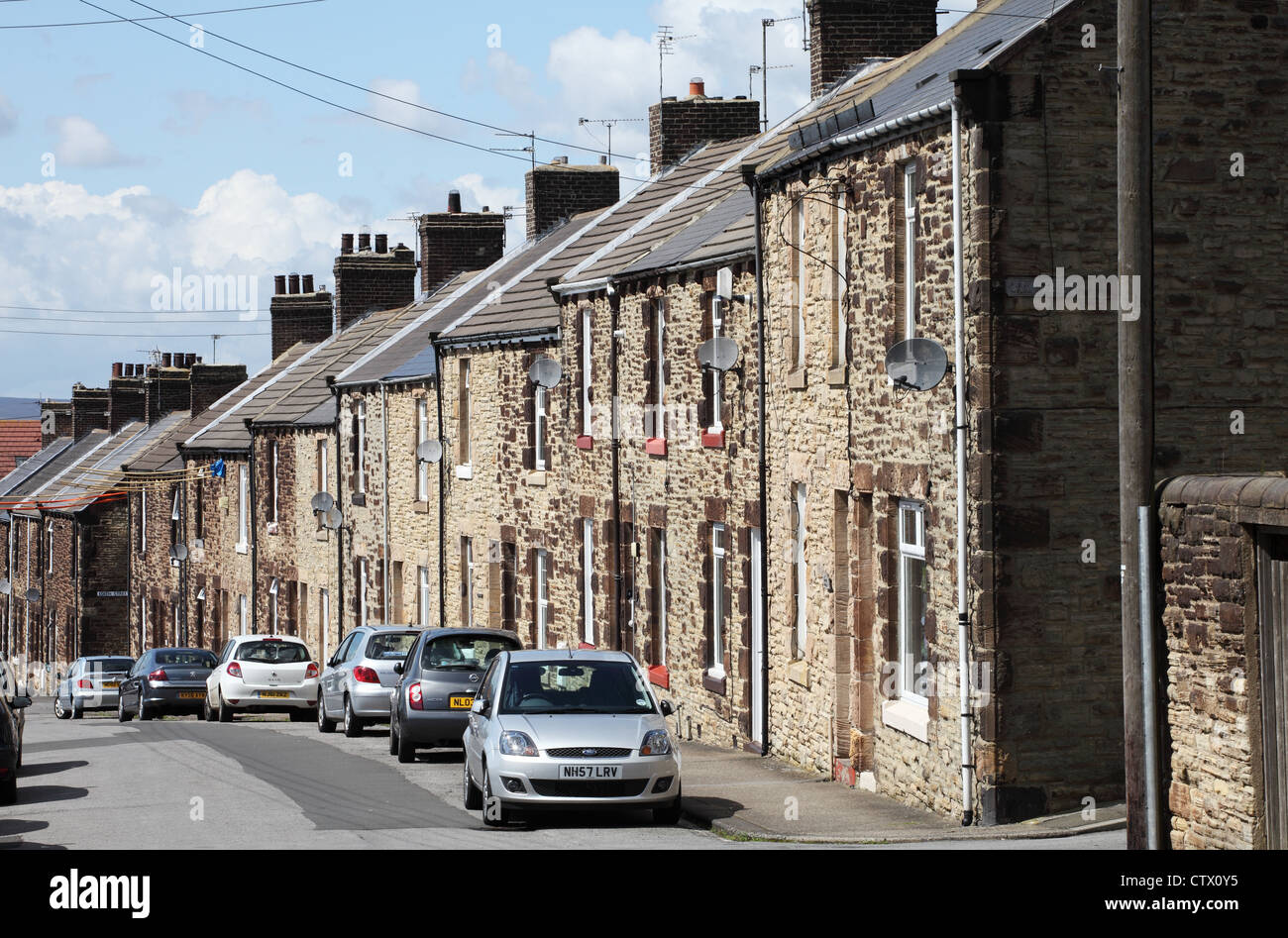 A row of stone built terraced houses within Consett, north east England