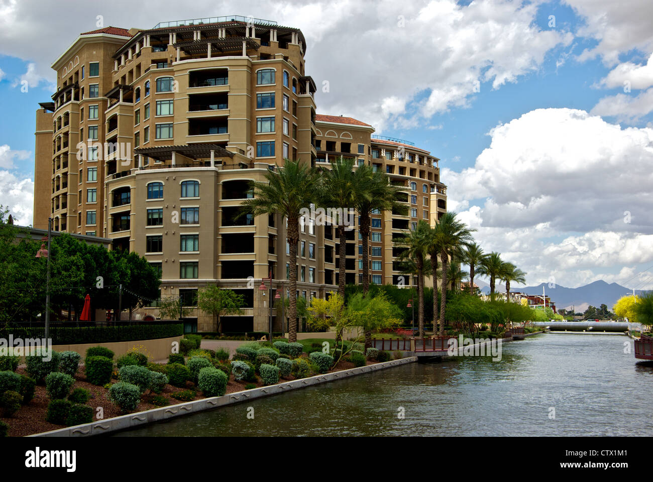 New condominium apartment block complex Southbridge Arizona Canal area