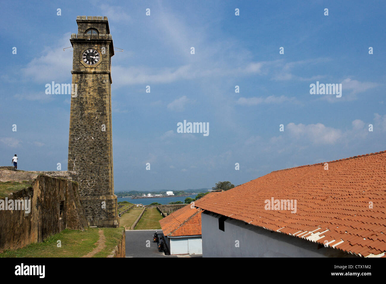 Clock tower within historic Galle Fort, Galle, Sri Lanka Stock Photo