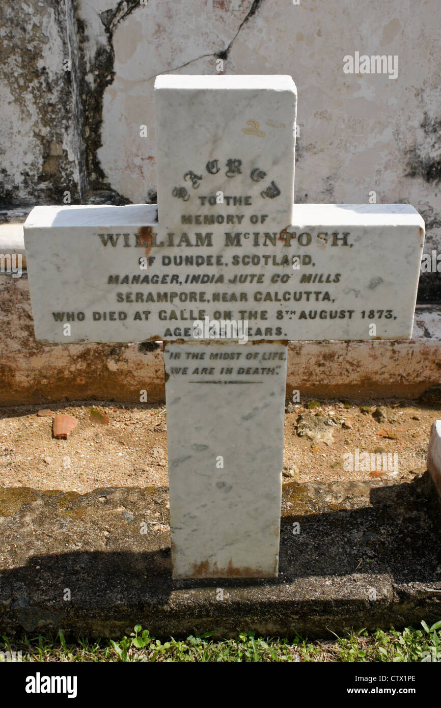 Headstone outside Dutch Reformed Church within Galle Fort, Galle, Sri Lanka Stock Photo