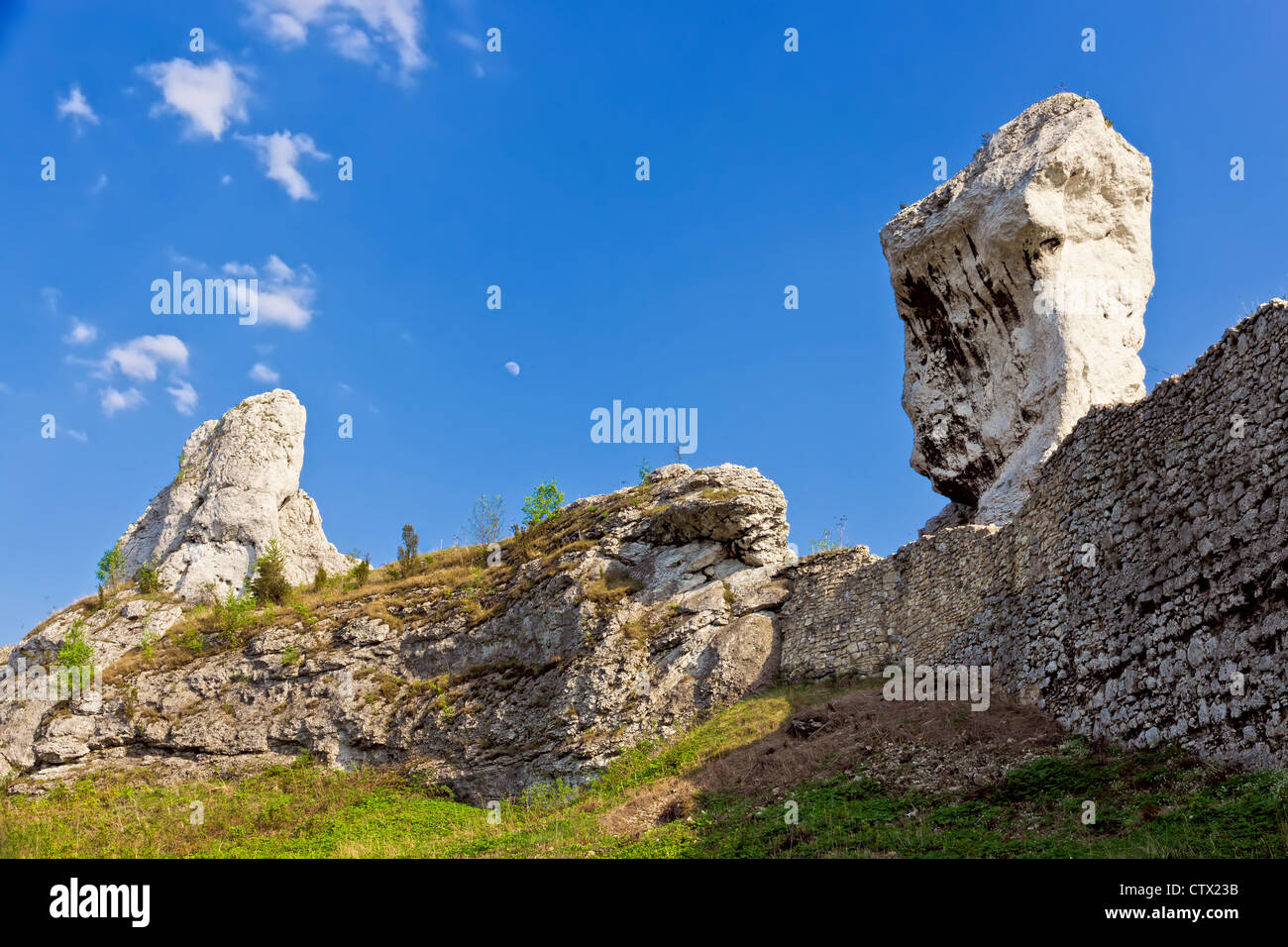 Gothic rocky castles in Poland. Touristic route of Eagle's Nest between Cracow and Czestochowa. Stock Photo