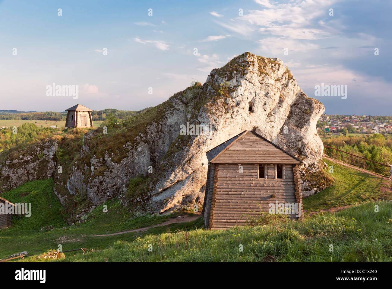 Gothic rocky castles in Poland. Touristic route of Eagle's Nest between Cracow and Czestochowa. Stock Photo