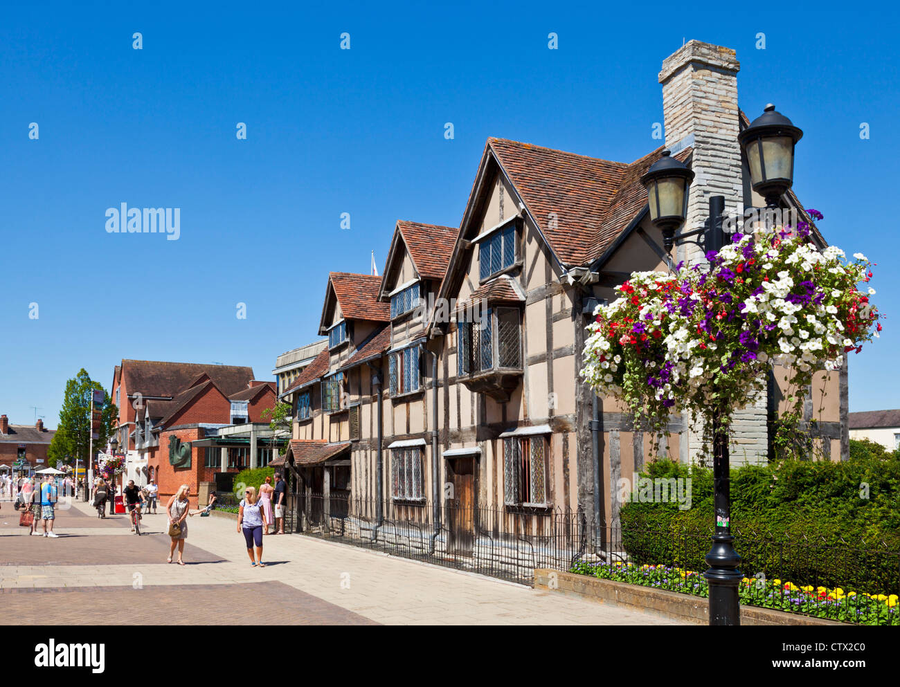 William Shakespeare's birthplace town centre Stratford upon Avon town centre Warwickshire England UK GB EU Europe Stock Photo