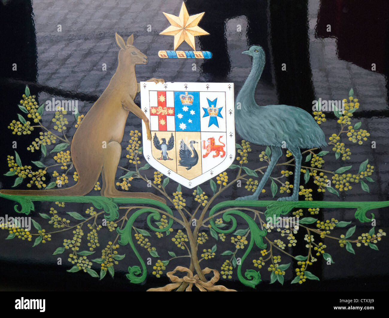 Emu and kangaroo on the australian coat of arms hires stock