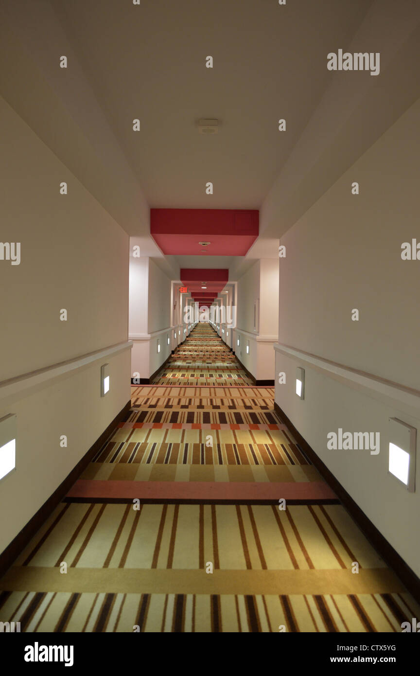 The rooms hallway on the 19th floor of the Flamingo Hotel on the Strip