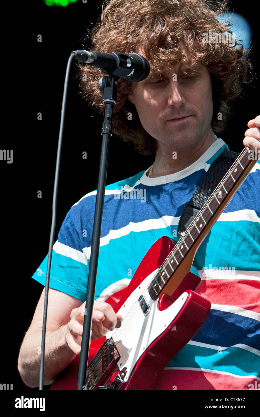 The Rapture on stage at Lovebox festival, Victoria Park, London June