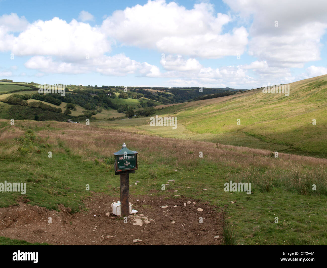 Postbox in the middle of nowhere, Exmoor, Devon, UK Stock Photo