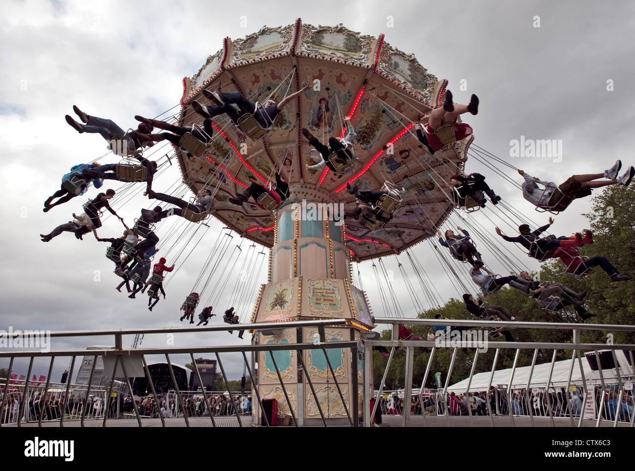 Victorian Swinging Chairs ride , Fun Fair Ride at Lovebox festival