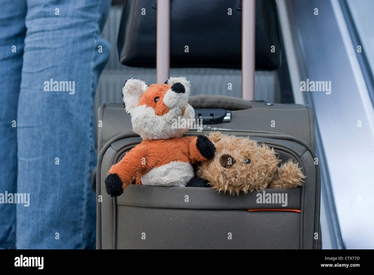 Travel with Kids Trolley Stuffed Animals Stock Photo
