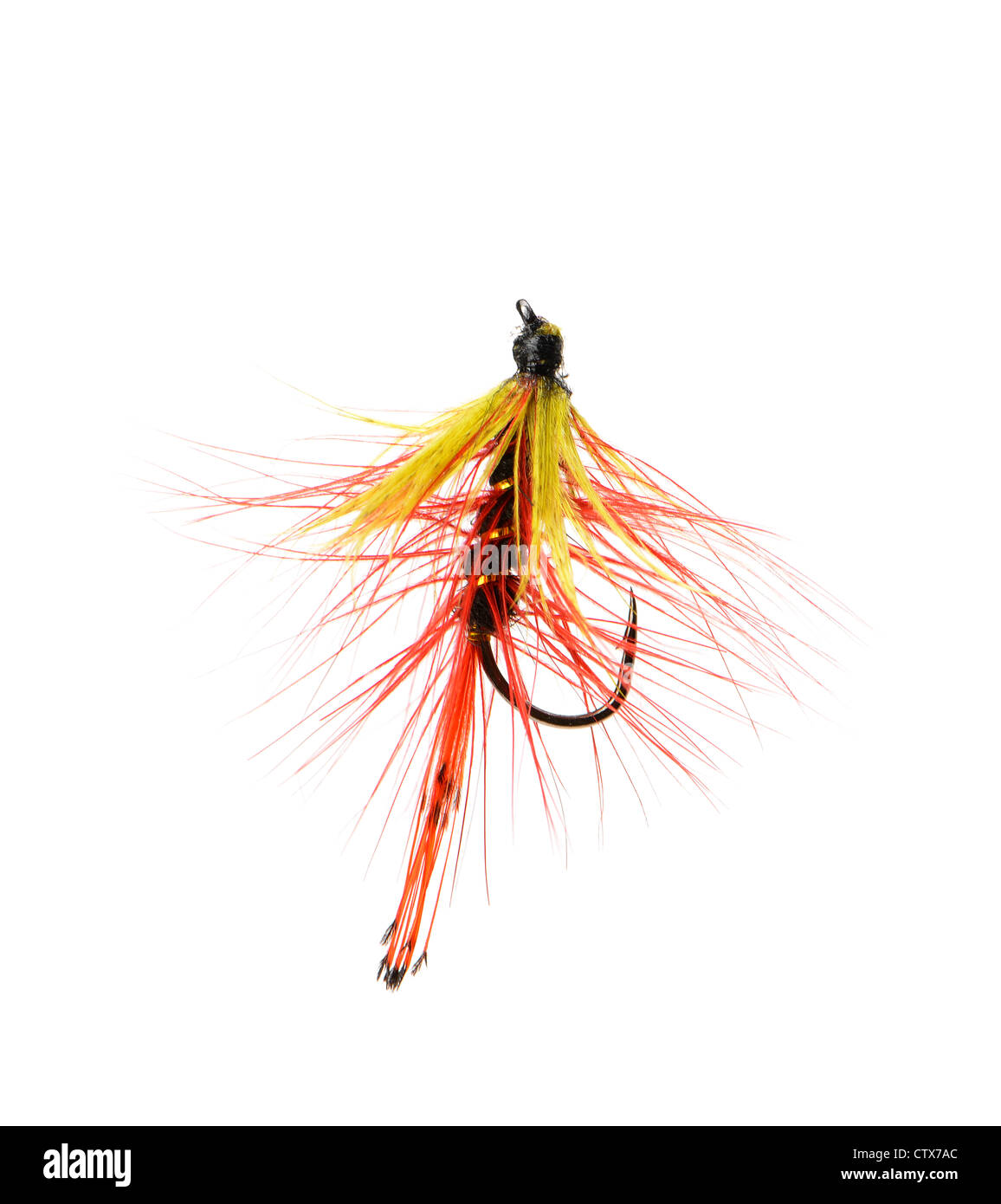 Hand Made Fly Fishing Lures Isolated On White Background Stock