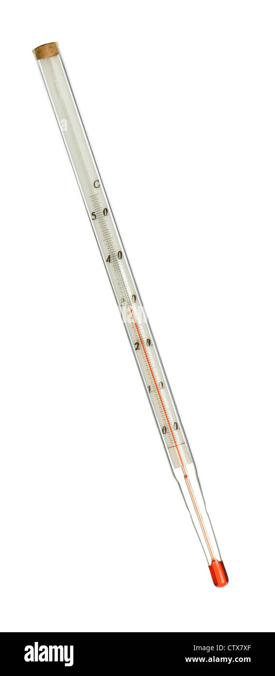 Chemical thermometer. Isolated on white background. Photo closeup Stock