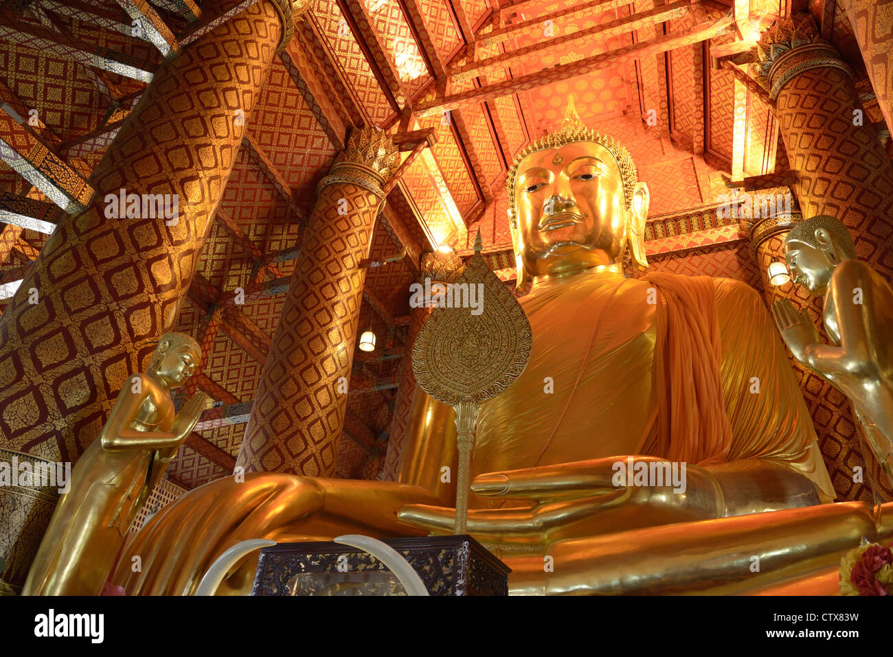 The big Buddha statue in Wat Phananchoeng where is in Ayuttaya,Thailand. Stock Photo