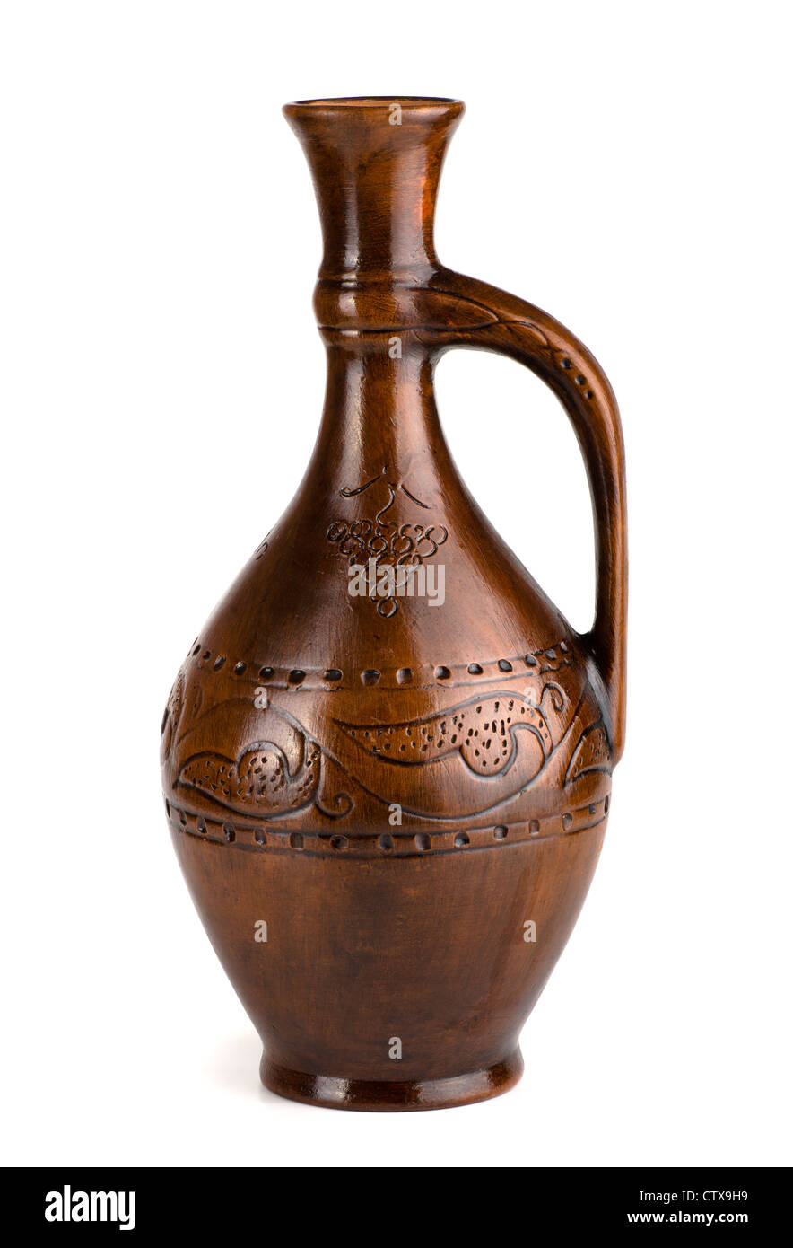 Clay wine jug isolated on white Stock Photo - Alamy