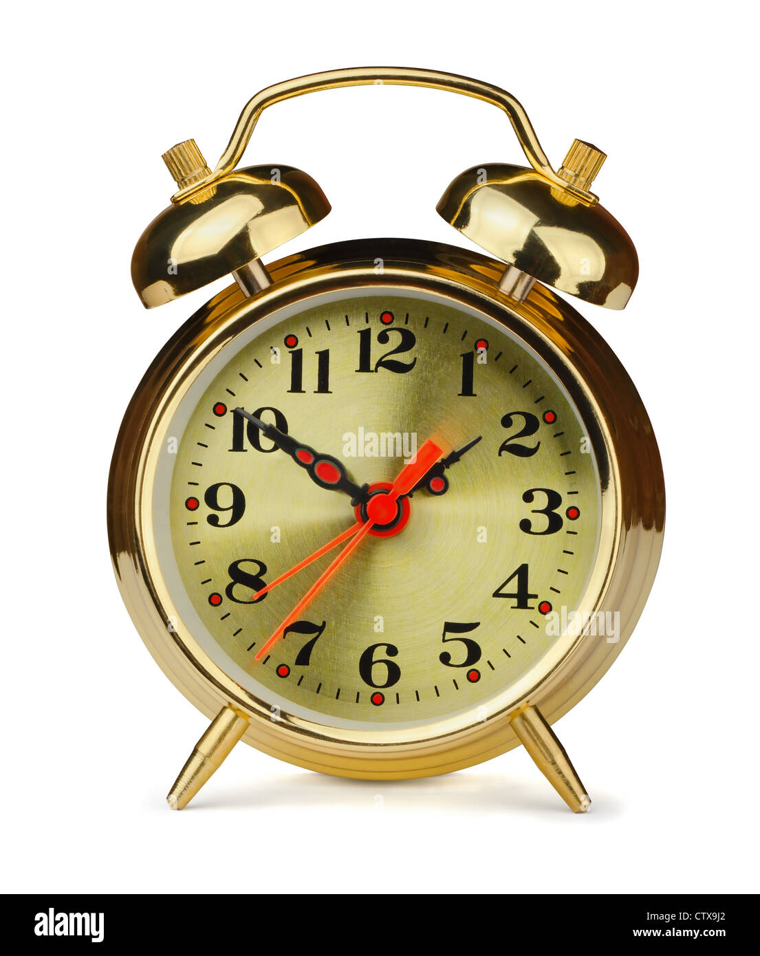 Classic style gold alarm clock isolated on white Stock Photo Alamy