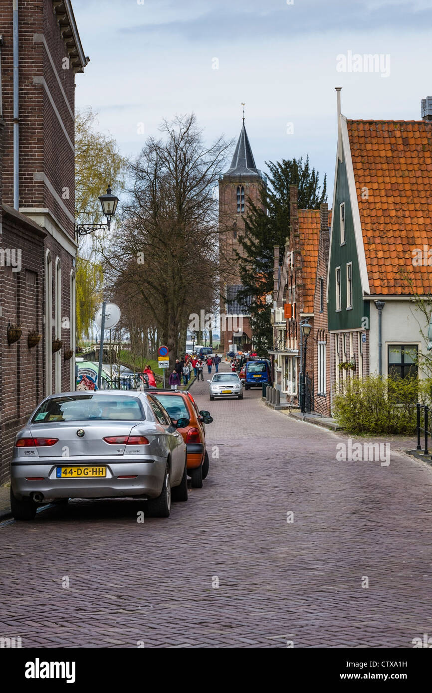 Brick Street in village of Edam in North Holland, The Netherlands. Stock Photo