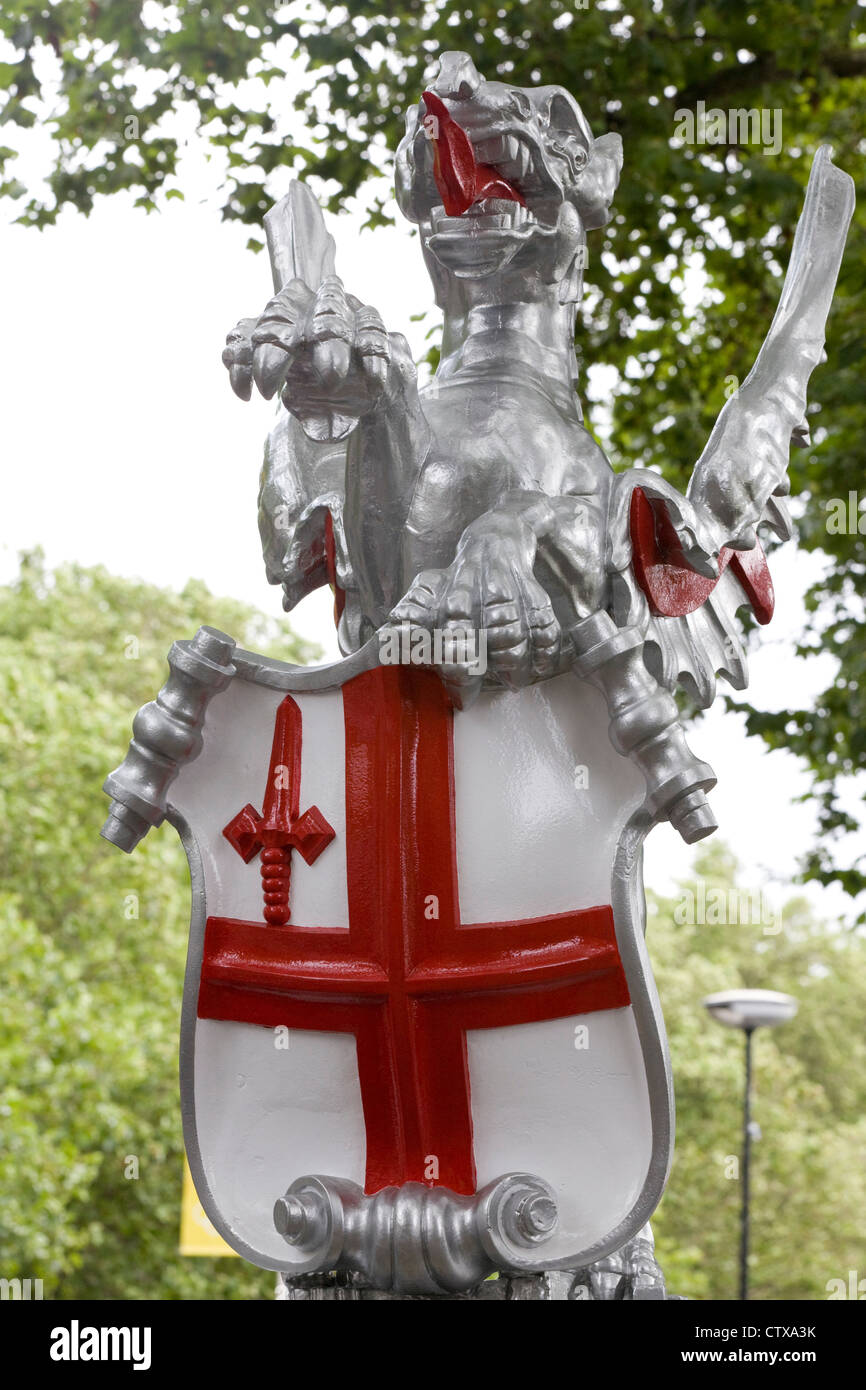 Silver Dragon sculpture, Victoria Embankment, London, England Stock Photo