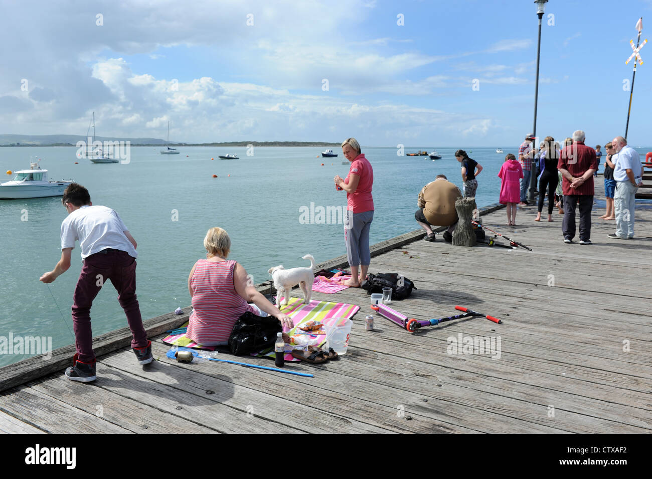 Crab fishing at Aberdovey seaside resort Wales Uk Stock Photo Alamy