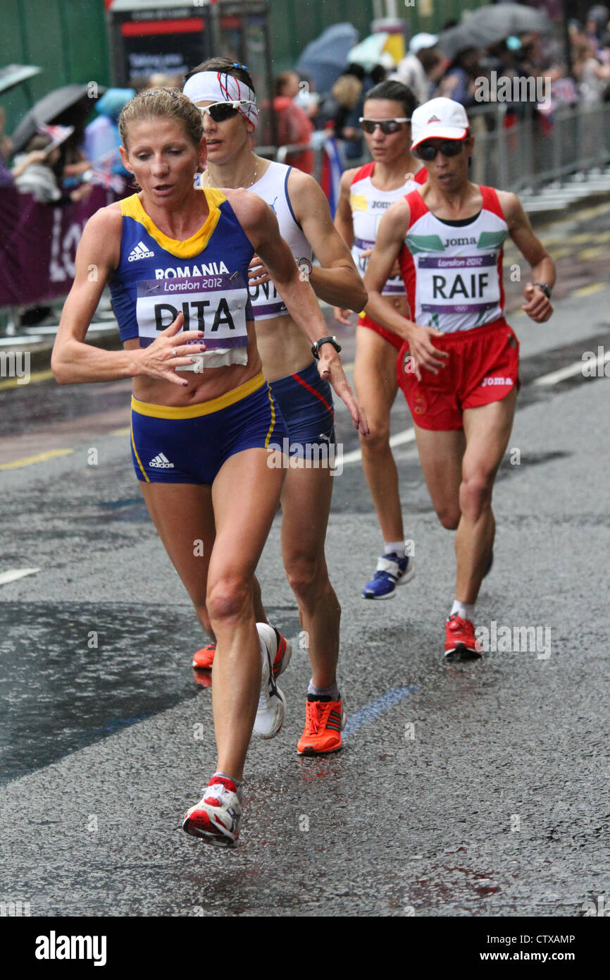 Constantina Dita Romania & Samira Raif Morocco women's London 2012 Olympic marathon Stock Photo