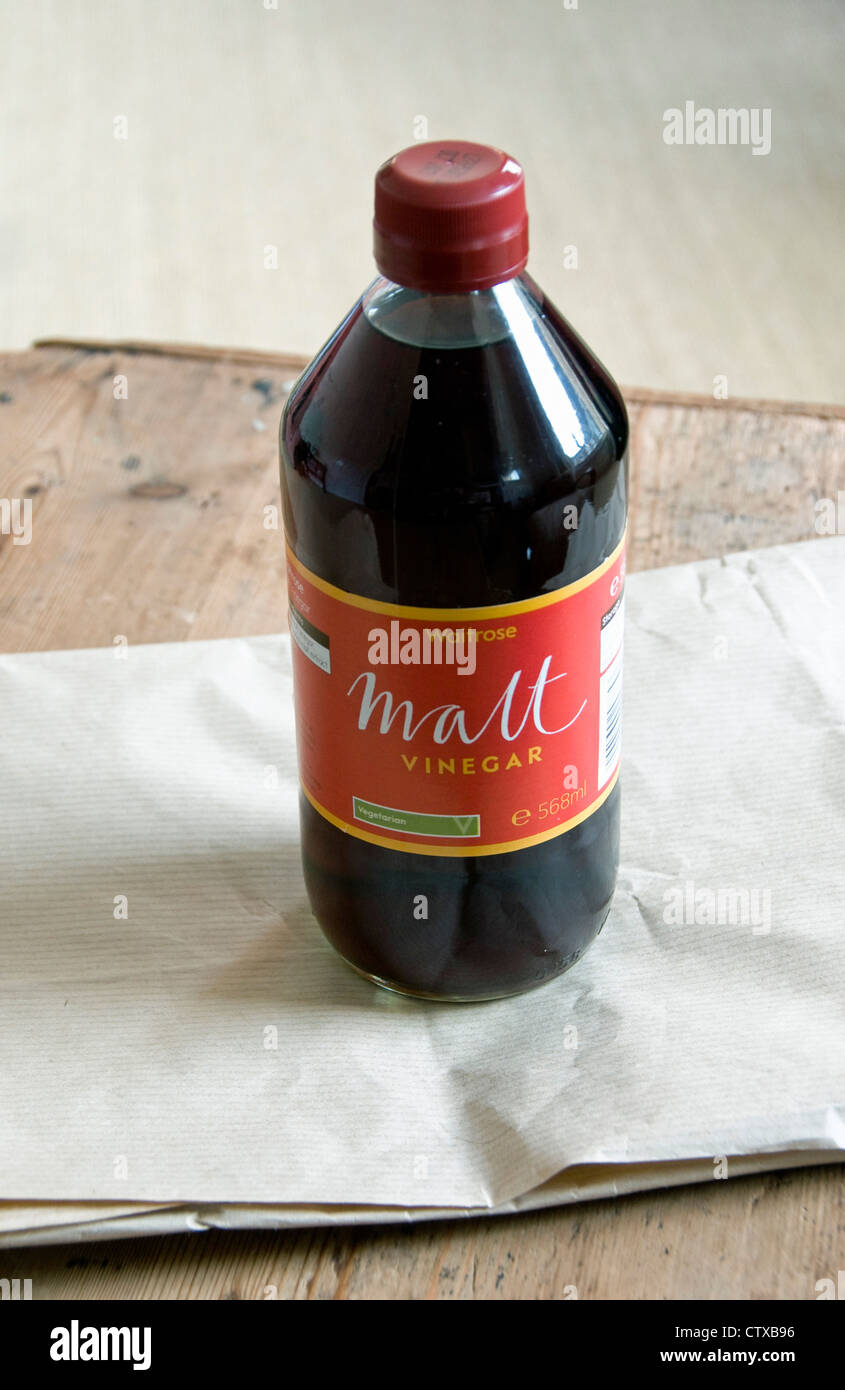 Vinegar and brown paper, Waitrose malt vinegar on brown paper Stock Photo Alamy