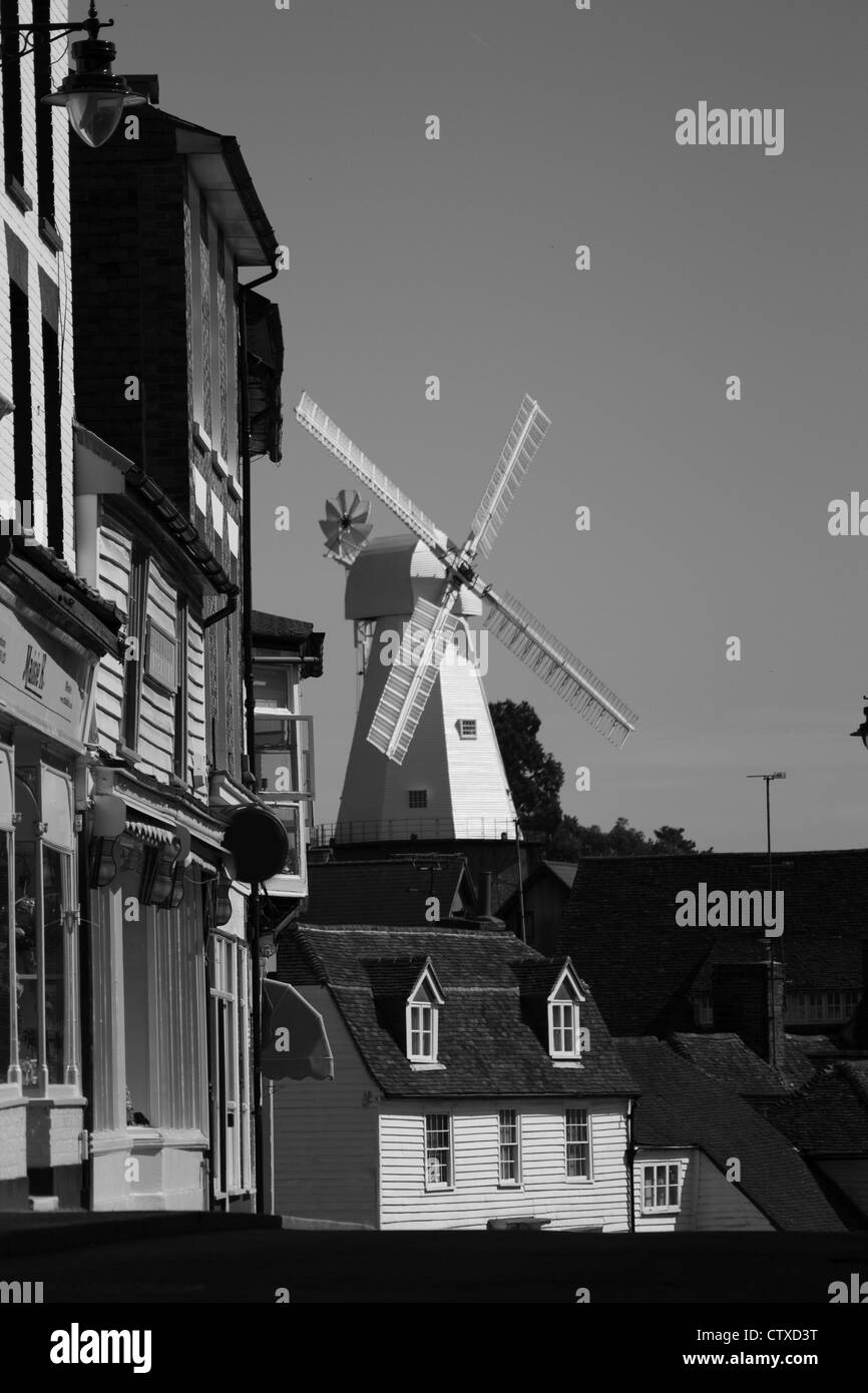 Cranbrook High Street, a tourists' view of one of the prettiest market towns on the weald of Kent Stock Photo