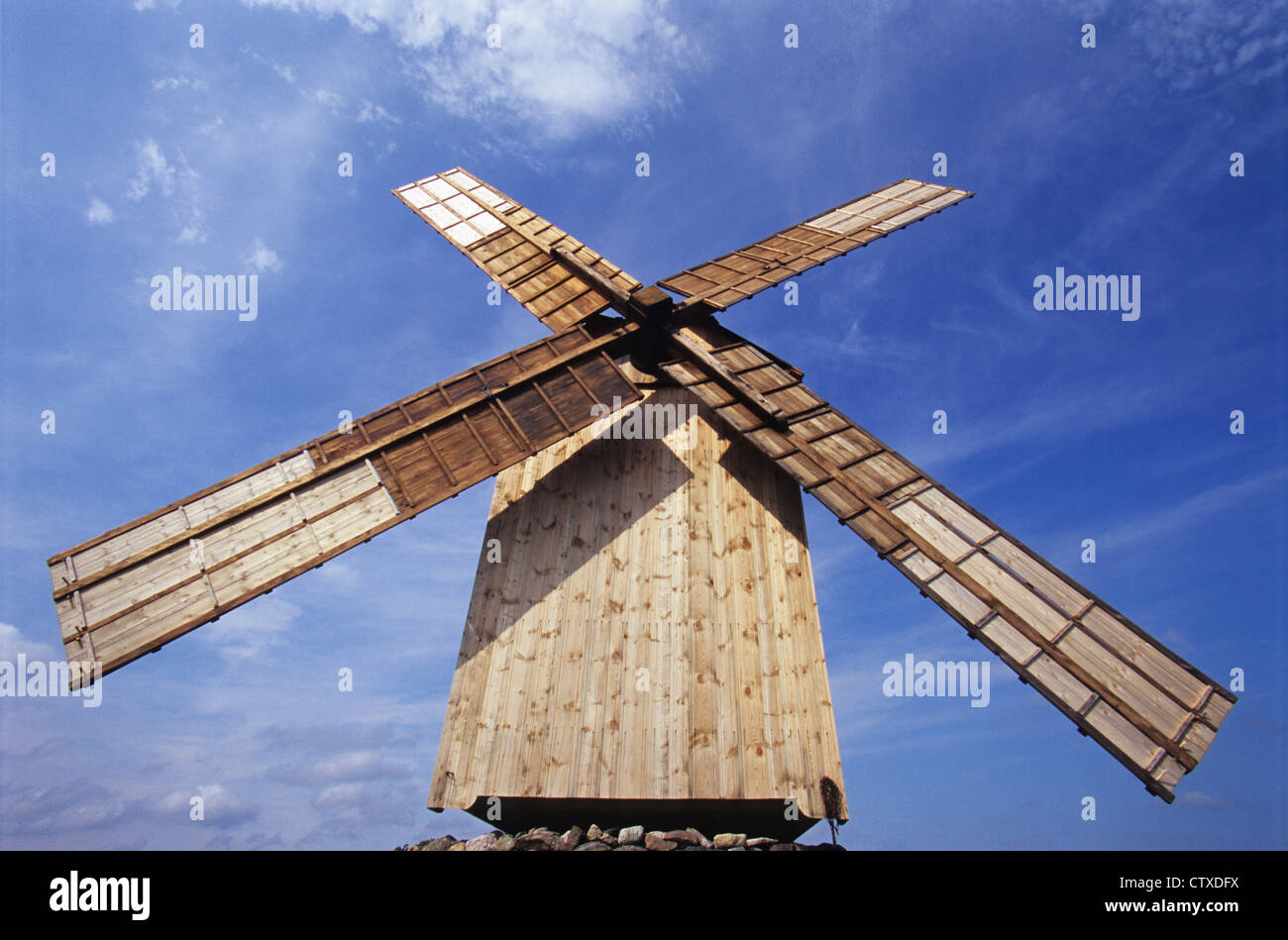 Windmill in Angla open air museum, Saaremaa Island, Estonia Stock Photo
