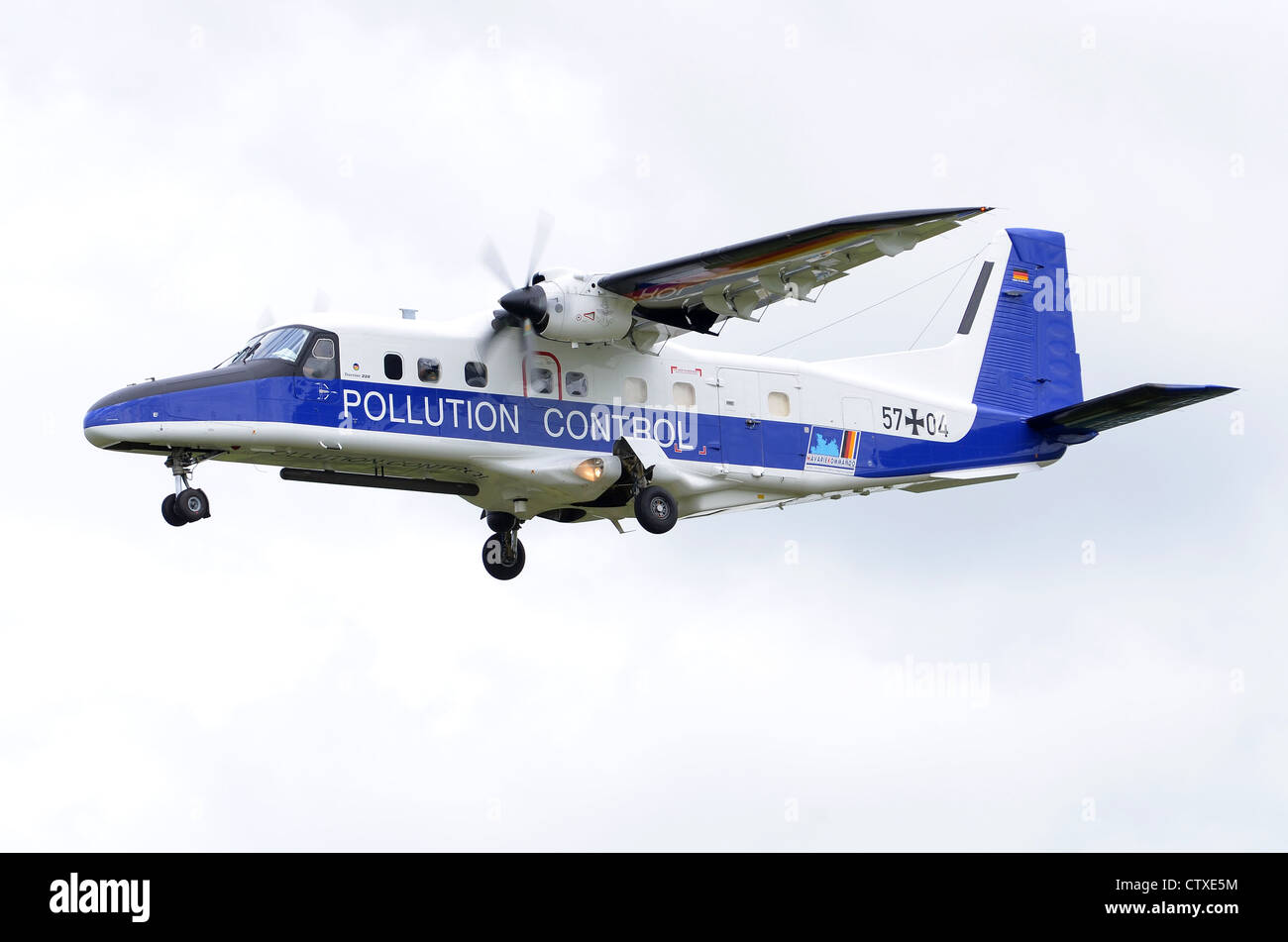 Dornier DO-228-212 pollution control aircraft operated by the German Navy on approach for landing at RAF Fairford Stock Photo