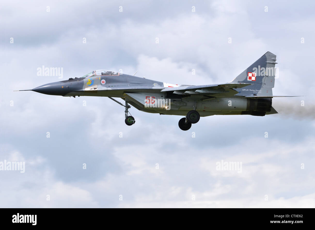 Mig-29A operated by the Polish Air Force on approach for landing at RAF Fairford Stock Photo