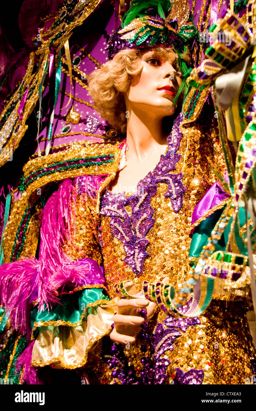 Mardi Gras costumes, Mardi Gras Museum, housed at the Central School Arts & Humanities Center in Lake Charles, LA, USA Stock Photo