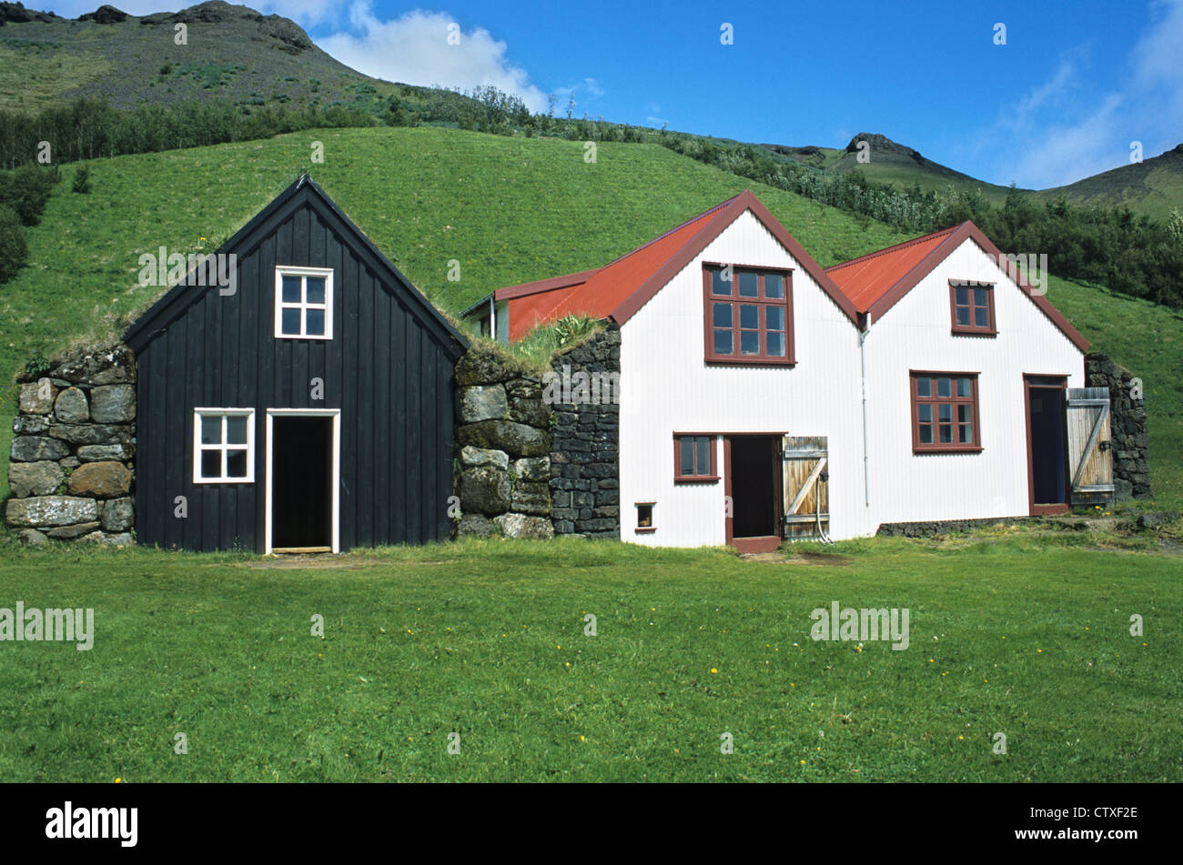 Skal farmhouses, Folk museum, Skogar, Iceland Stock Photo - Alamy