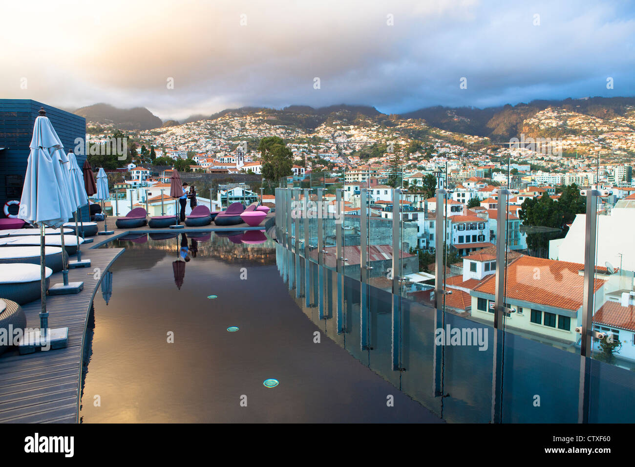 Cocktail bar on roof of Hotel Funchal Portugal Stock Photo Alamy