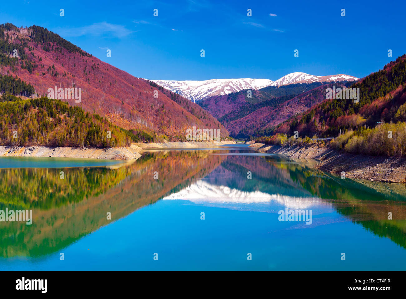 Landscape with lake and mountains Stock Photo - Alamy