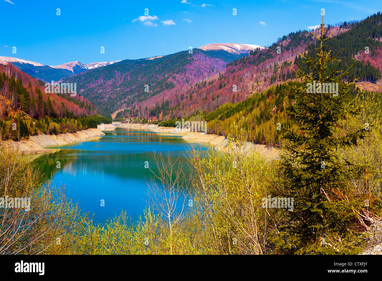 Landscape with lake and mountains Stock Photo - Alamy
