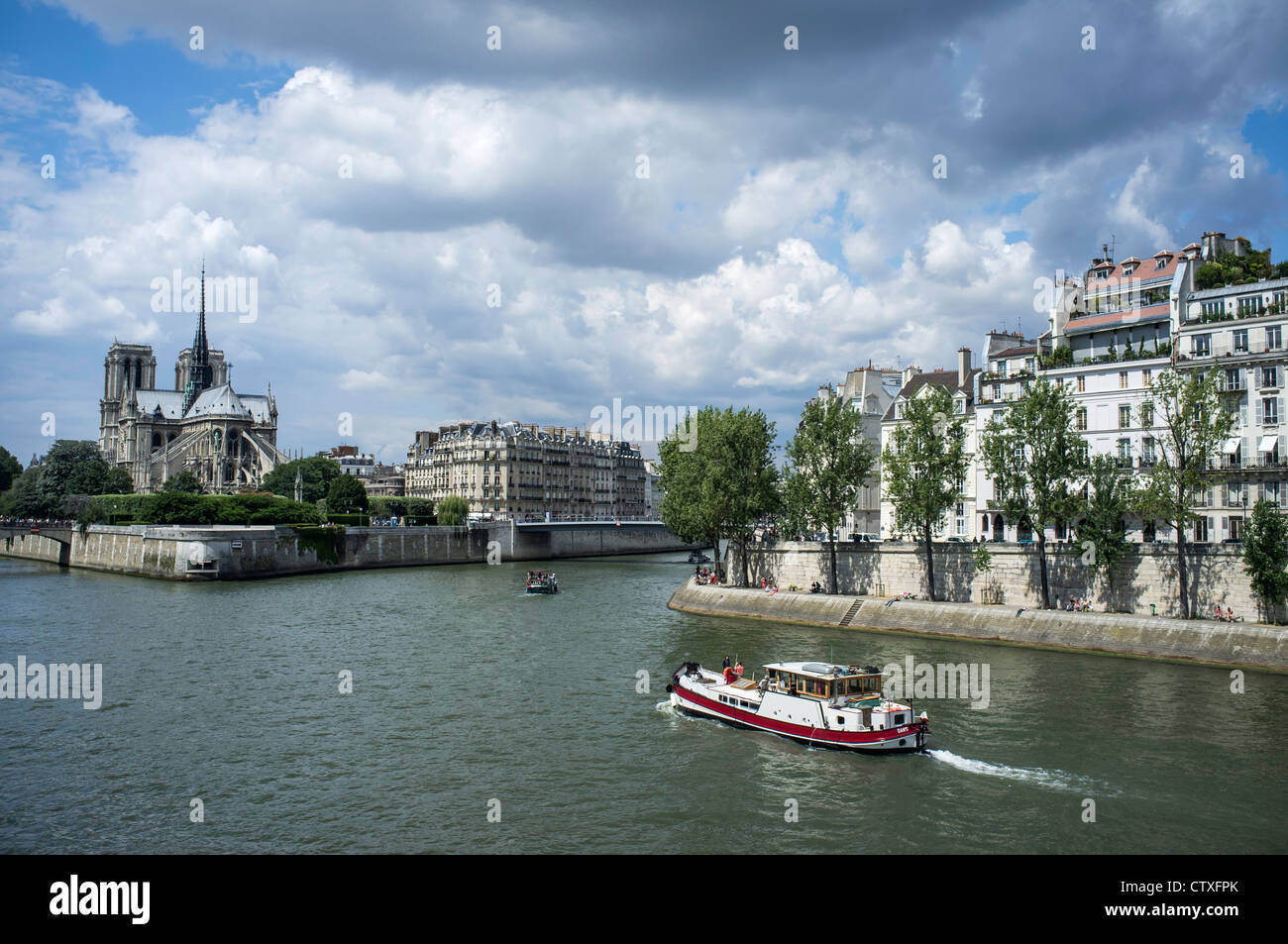 paris,france.general view seine with notre dame. Stock Photo