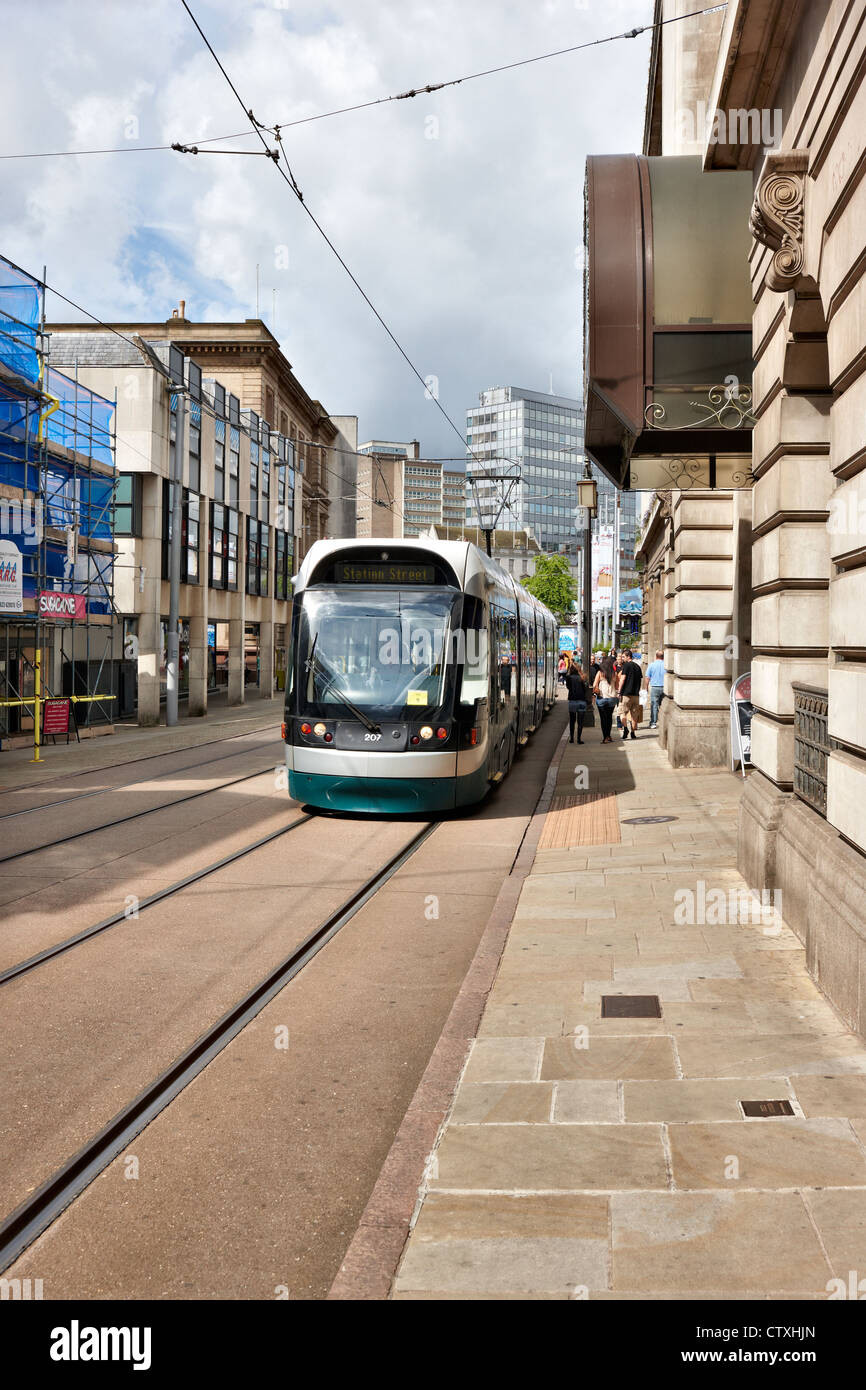 A Nottingham tram on South Parade, Nottingham city centre UK Stock Photo