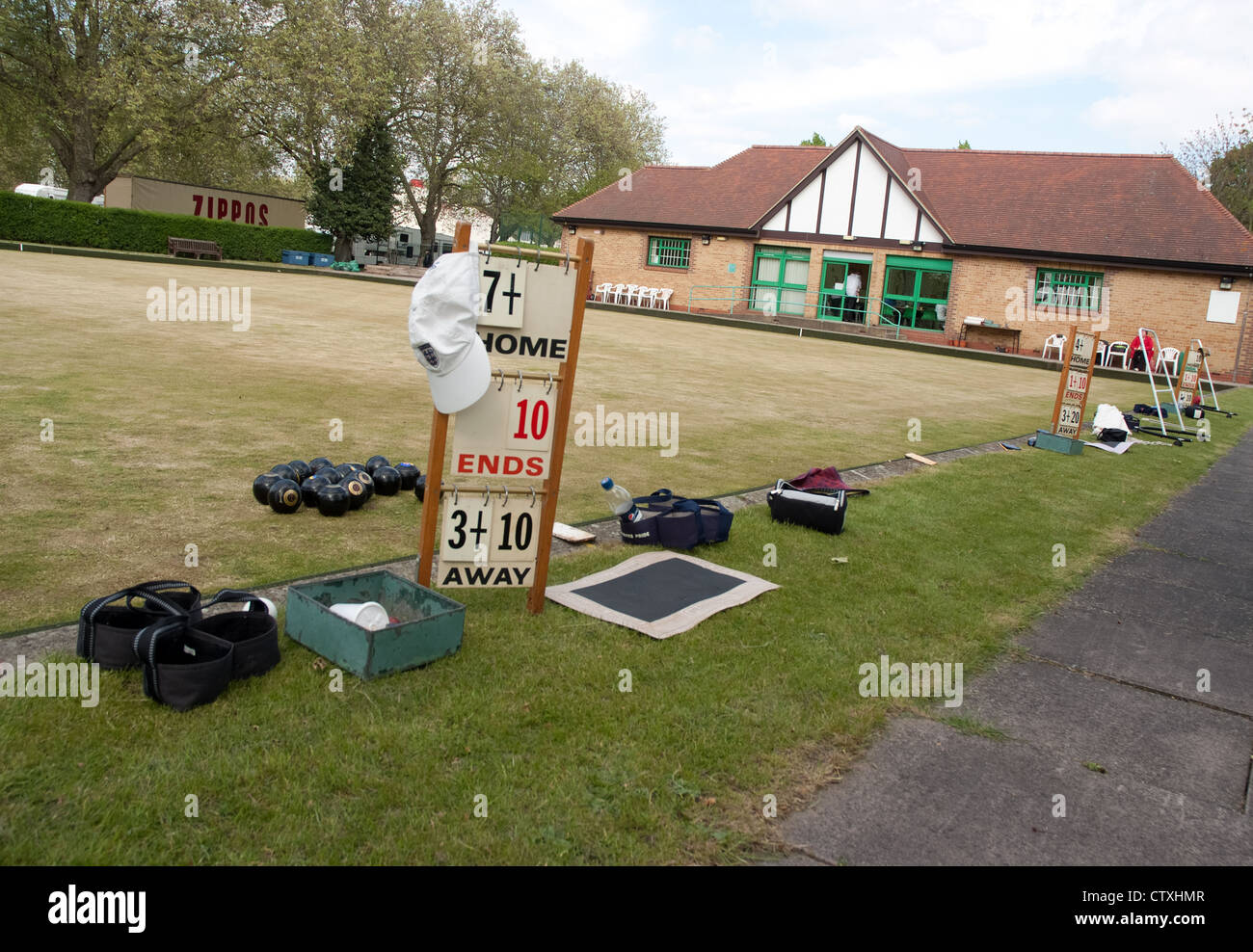 score board at east ham bowling club Stock Photo