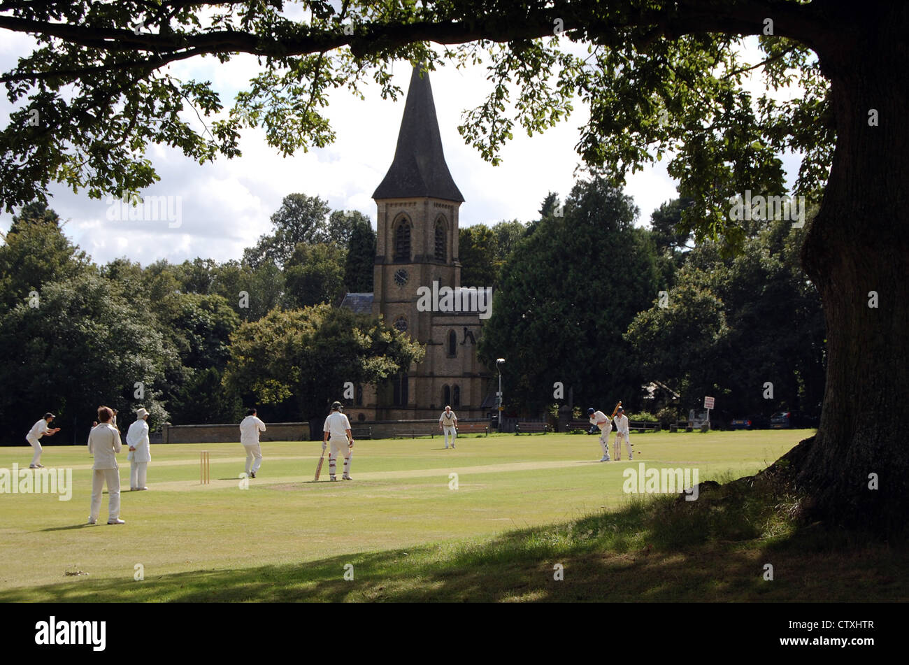 Village Green Cricket in Kent England Stock Photo