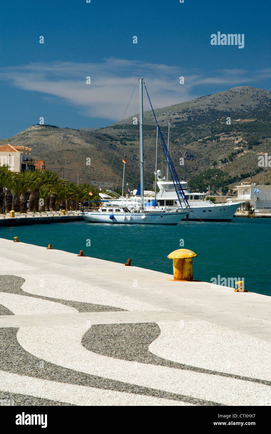 Cobblestone Seafront, Argostoli, Kefalonia, Ionian Islands, Greece. Stock Photo