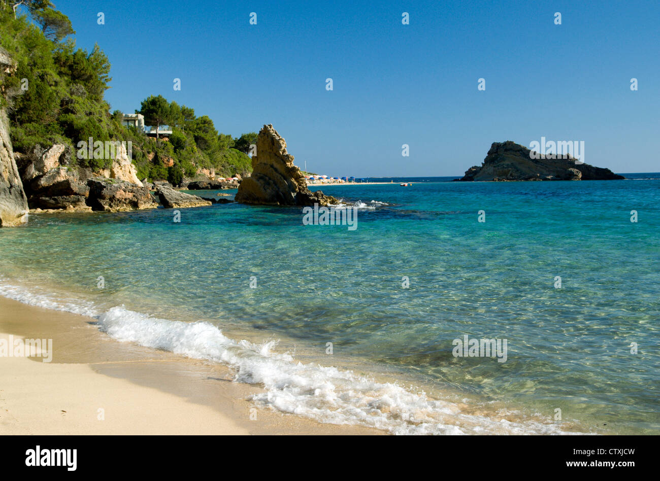 Platys Gialos beach, Lassi, Argostoli, Kefalonia, Ionian Islands, Greece. Stock Photo