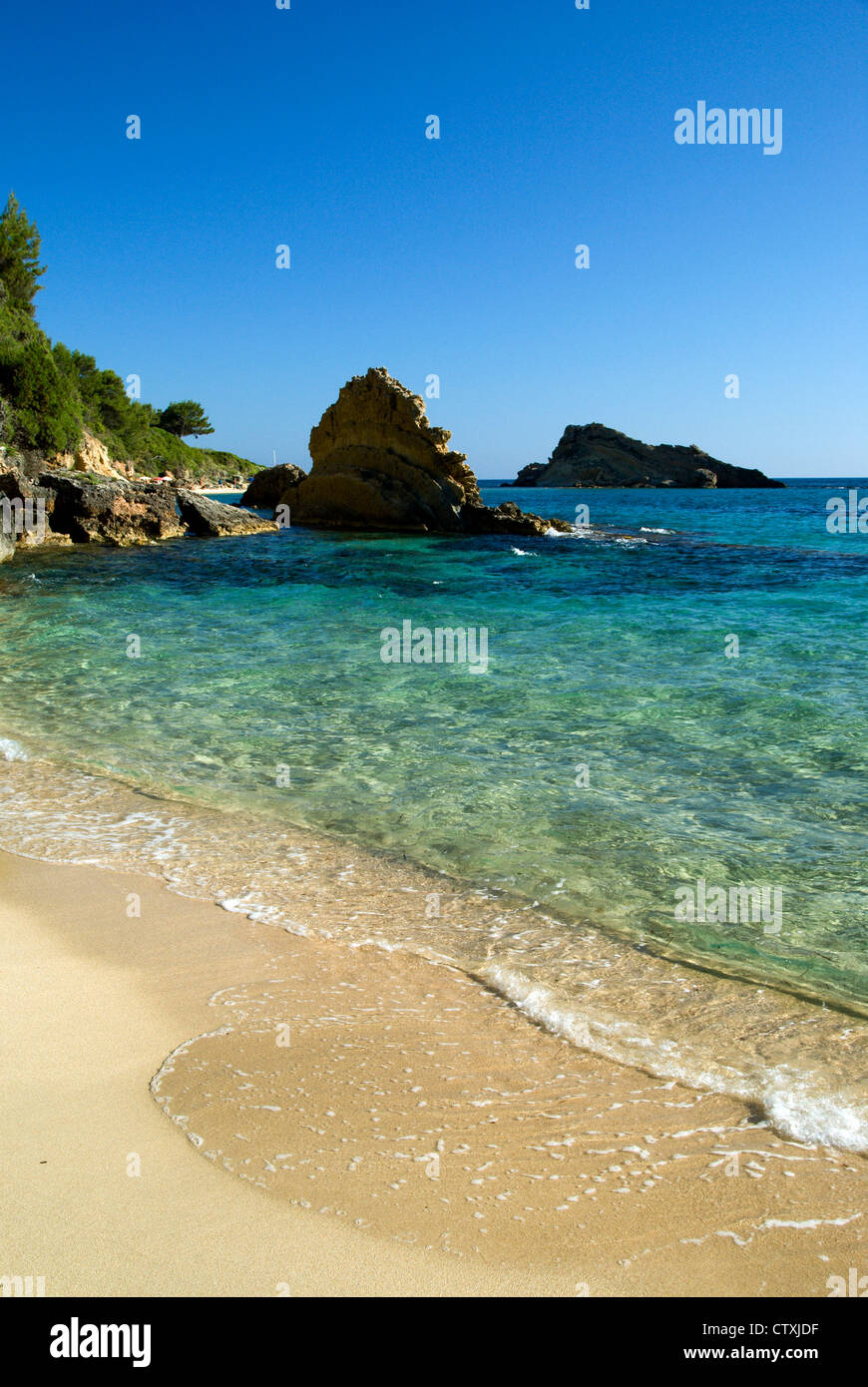 Platys Gialos beach, Lassi, Argostoli, Kefalonia, Ionian Islands, Greece. Stock Photo