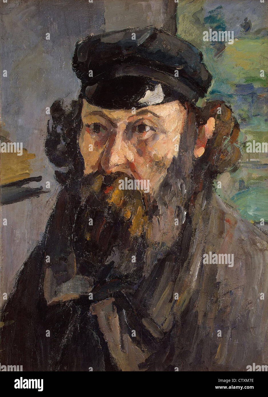 Paul Cézanne Self-portrait avec casquette 1872 Hermitage State Museum - St Pétersburg Stock Photo