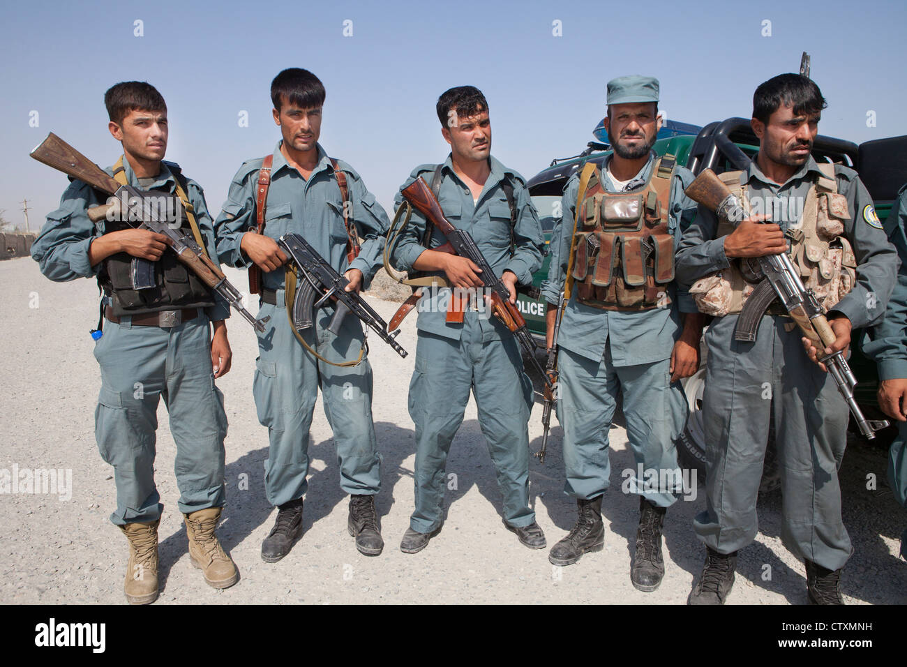 Afghan national Police officer on duty in Kunduz, Afghanistan. Stock Photo