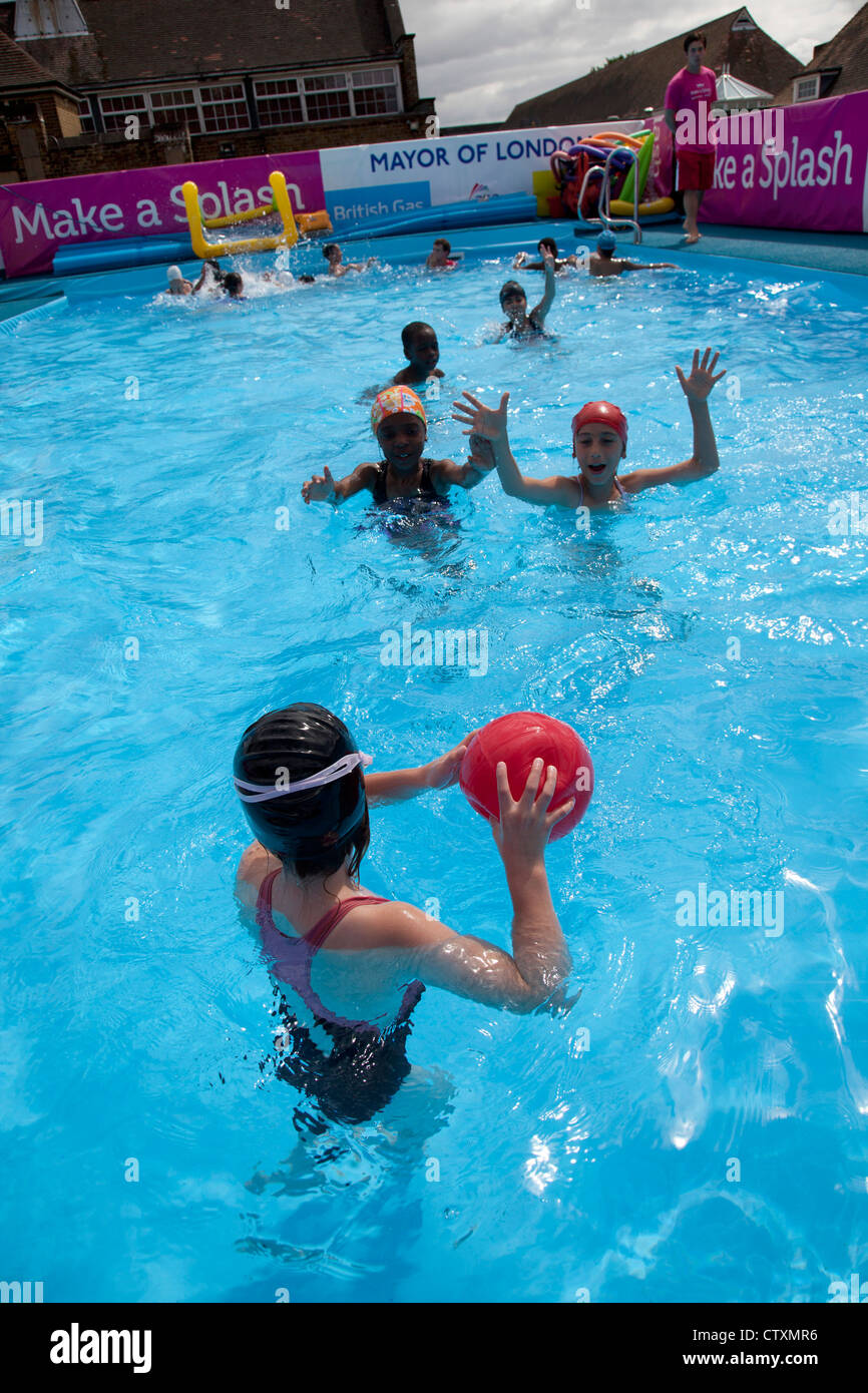 Primary School children, London, UK, take part in a swimming pool