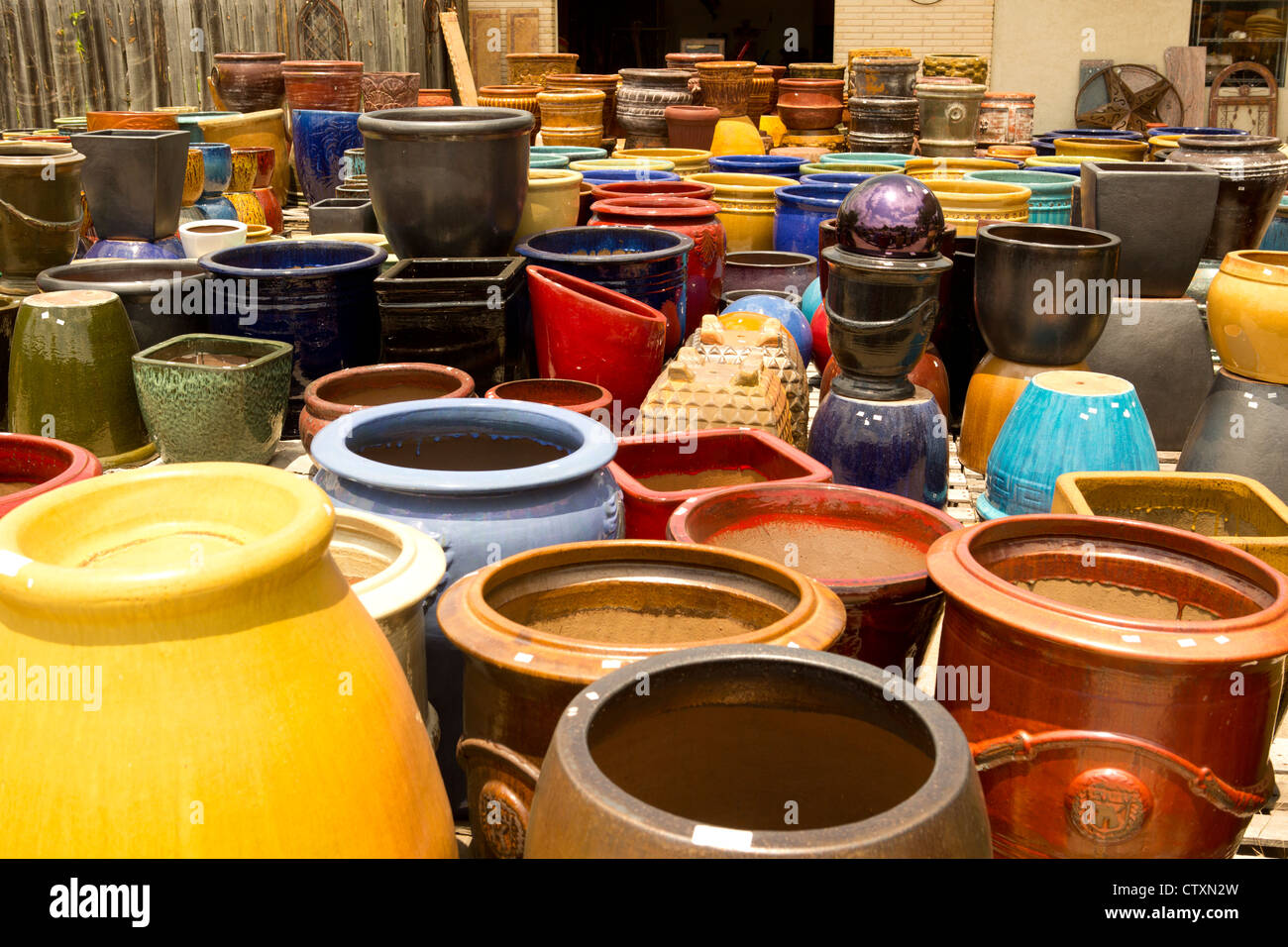 Pots in Fredericksburg, TX Stock Photo