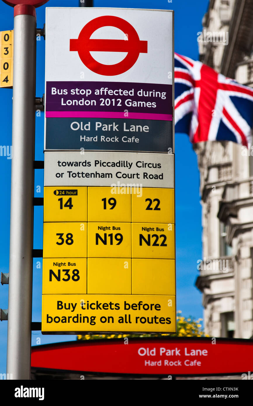 Old Park lane bus stop Stock Photo Alamy