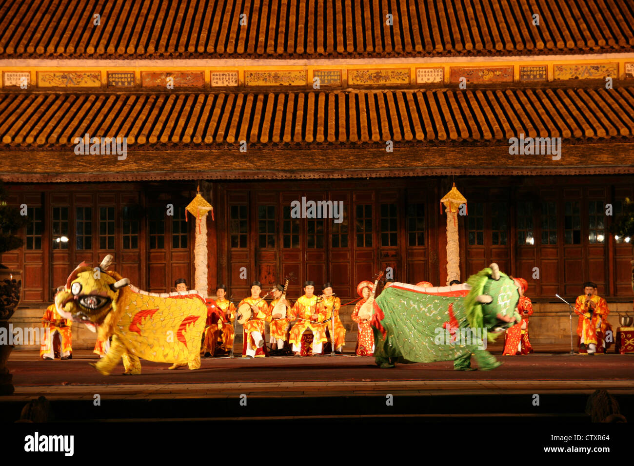 Vietnamese performance at the Hué citadel. Vietnam Stock Photo